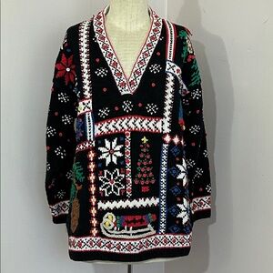 Vintage Sculptural Christmas Sweater M